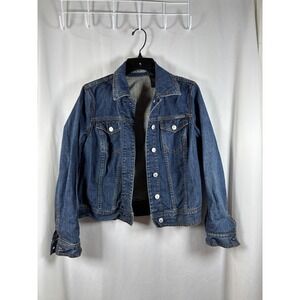 Liz Claiborne Womens Denim Jacket Medium Wash Blue Cotton Trucker Size Small